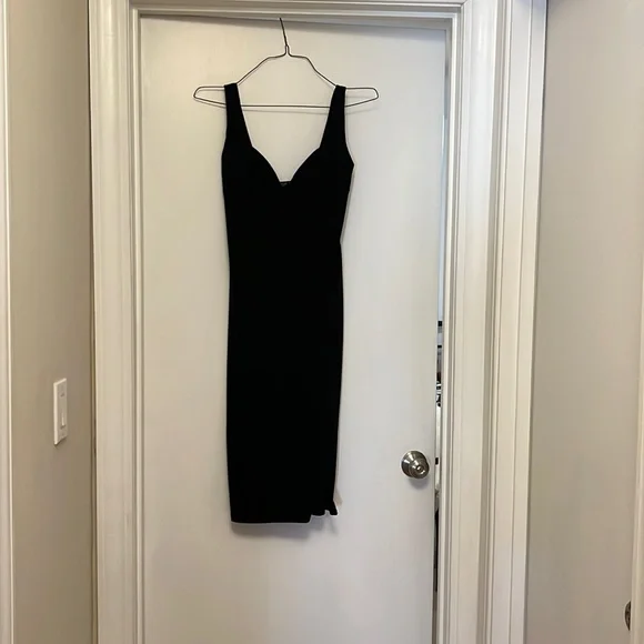 nasty gal black dress Nasty Gal Ribbed Tie Back Mini Dress
